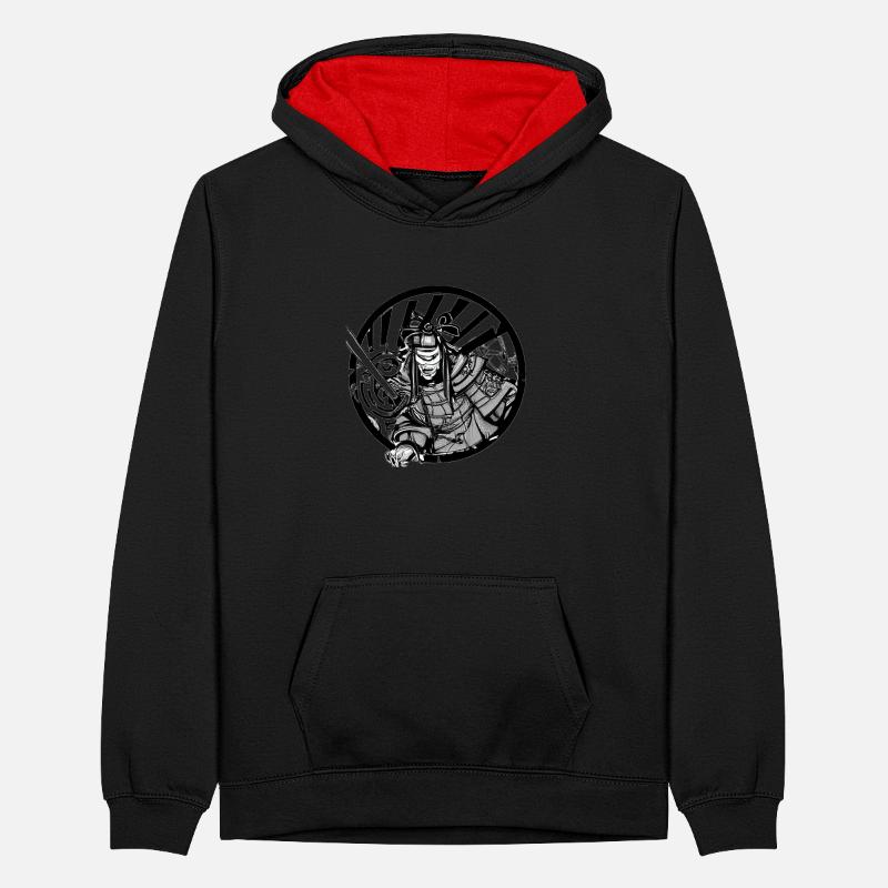 Samurai Graffiti Teenager Kontrast-Hoodie
