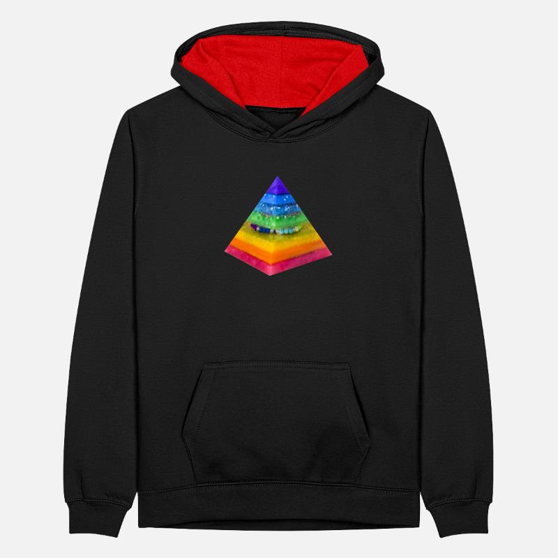 Regenbogen- Dimension Pyramide Teenager Kontrast-Hoodie