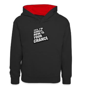 célibataire maintenant votre chance - Sweat à capuche contrasté Ado - noir/rouge - Devant
