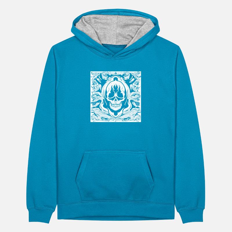 Halloween- oder Horror- Totenschädel mit Ornamente Teenager Kontrast-Hoodie