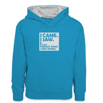 I came saw forget - Teenager Kontrast-Hoodie - Pfauenblau/Grau meliert - Vorne