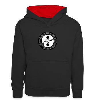 Yin Yang Signe Symbole Paix Bonheur Vecteur 4 - Sweat à capuche contrasté Ado - noir/rouge - Devant