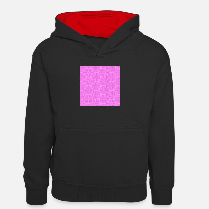 Modèle chinois - Sweat à capuche contrasté Ado - noir/rouge