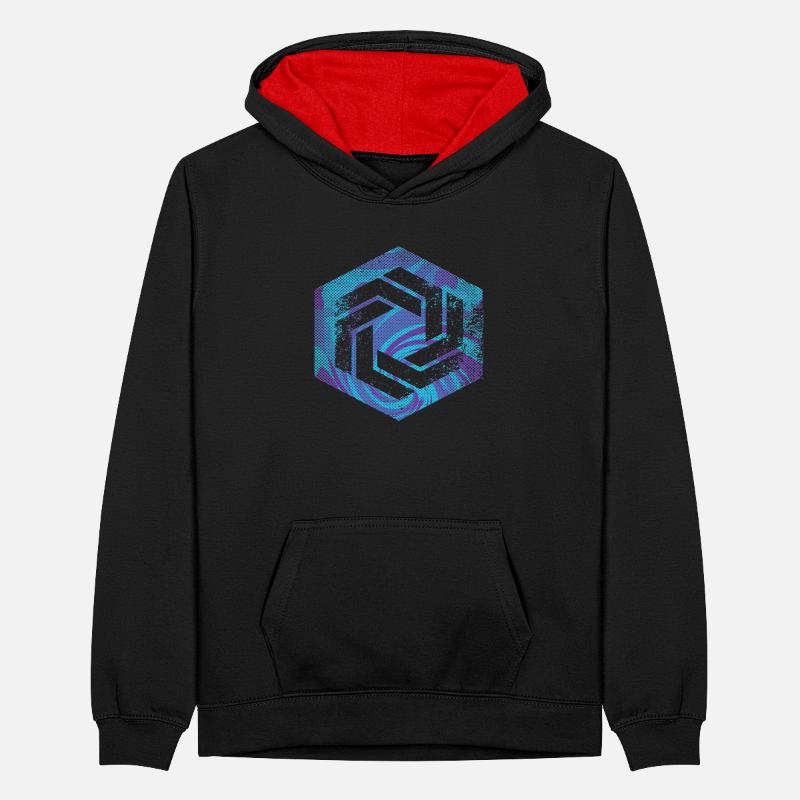 Codage géométrique du programmeur de programmation hexagonale Sweat à capuche contrasté Ado