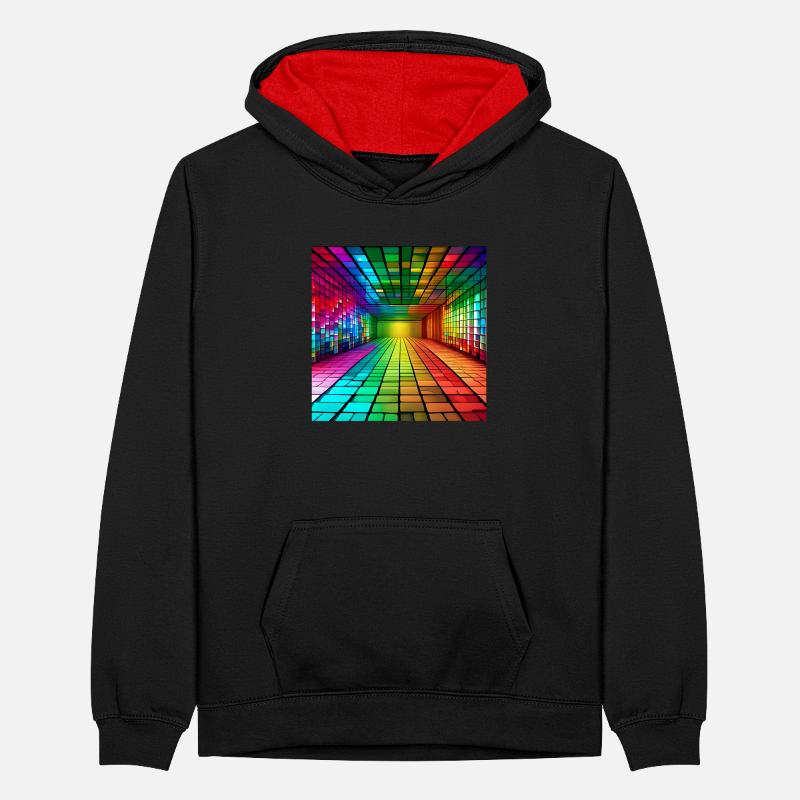 3D-Regenbogen-Quadrate Teenager Kontrast-Hoodie