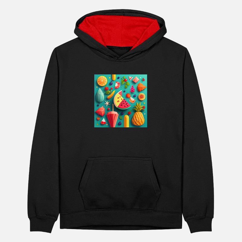 Summer Pattern Teenager Kontrast-Hoodie