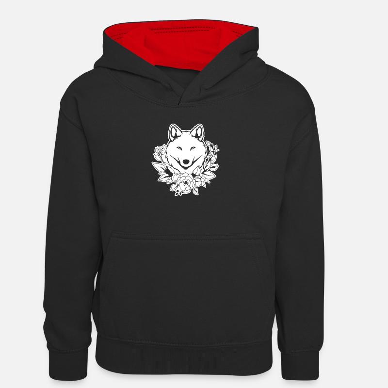 Loup - Sweat à capuche contrasté Ado - noir/rouge