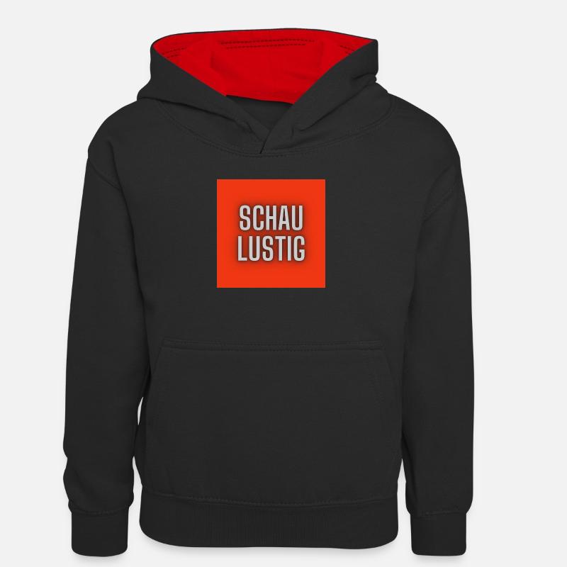 Schaulustig - Sweat à capuche contrasté Ado - noir/rouge