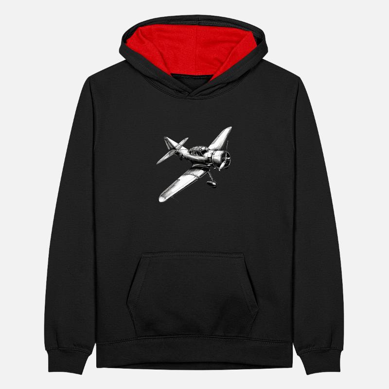 a stencil for a plane tattoo Teenager Kontrast-Hoodie