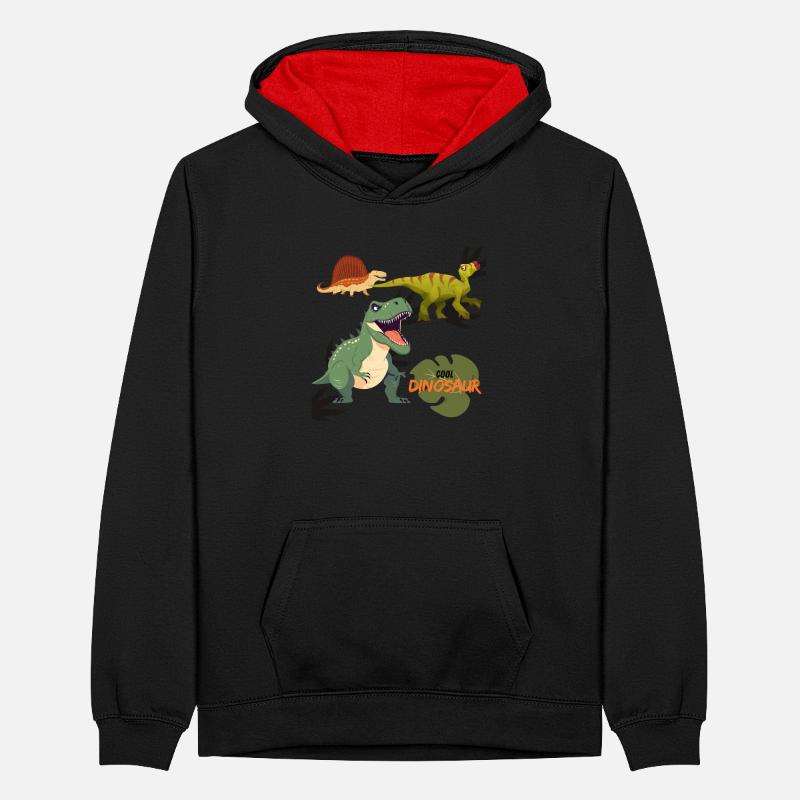 Cool Dinosaur Teenager Contrast Hoodie