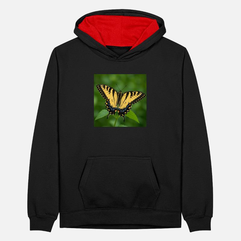Östlicher Tiger Schwalbenschwanz Teenager Kontrast-Hoodie