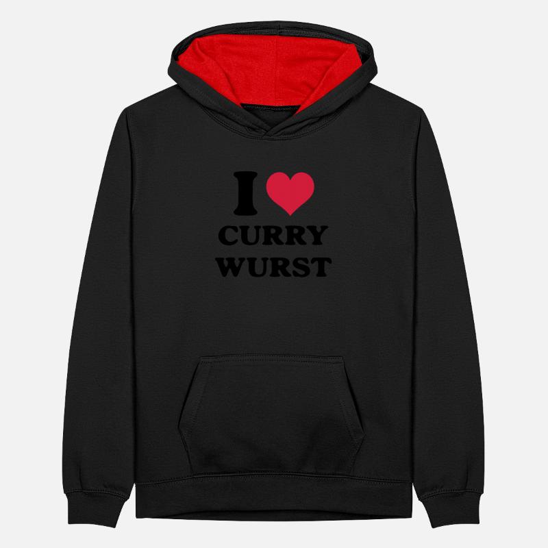 Currywurst i love Teenager Contrast Hoodie