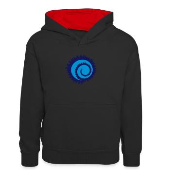 stadt kreis spirale schnecke metropole silhouette - Teenager Kontrast-Hoodie - Schwarz/Rot - Vorne