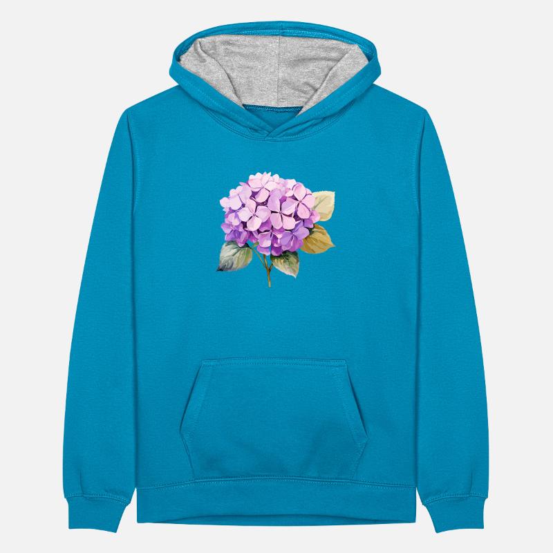 Hydrangea Pink Teenager Contrast Hoodie