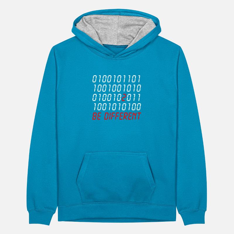 0100101 be different nerd programer gift idea Sweat à capuche contrasté Ado