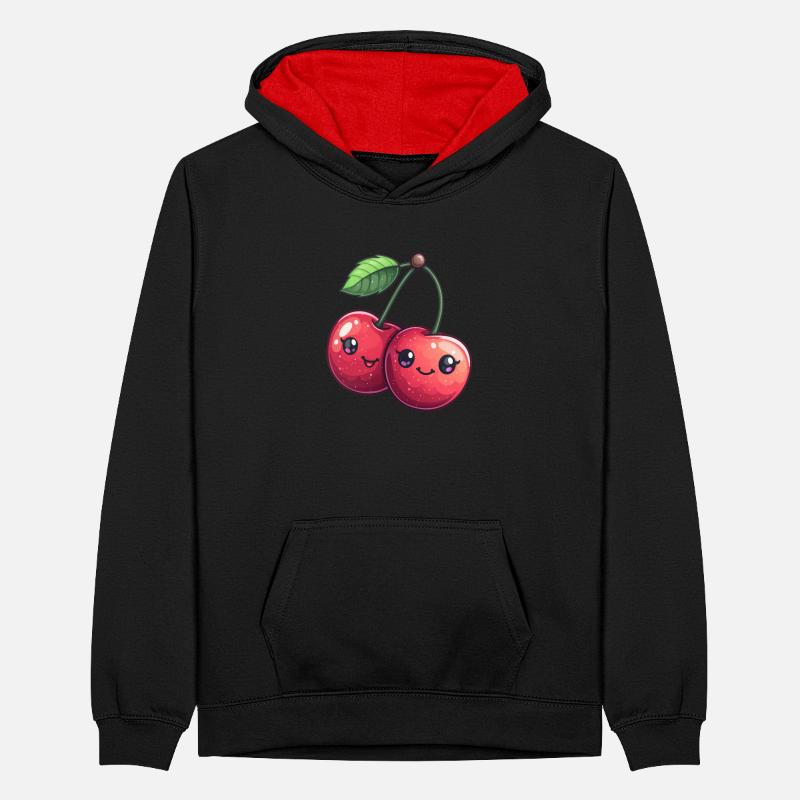 Verspielte Kirsche Teenager Kontrast-Hoodie