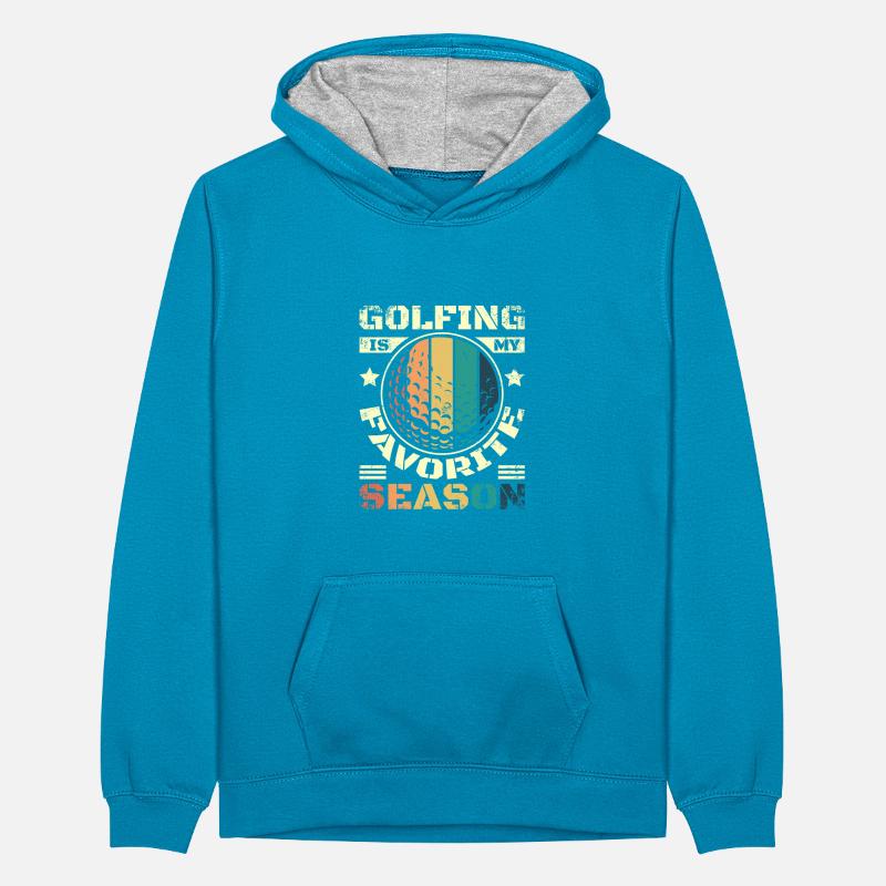 Le golf est ma saison préférée Sweat à capuche contrasté Ado