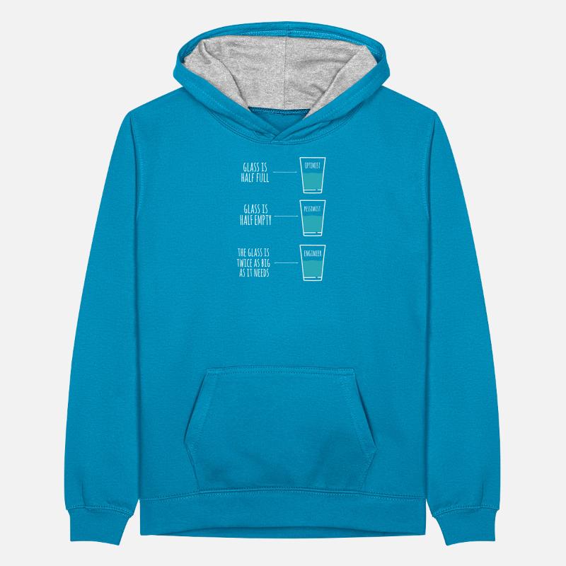 Engineer Humor Optimist Pessimist Engineer Joke Teenager Contrast Hoodie