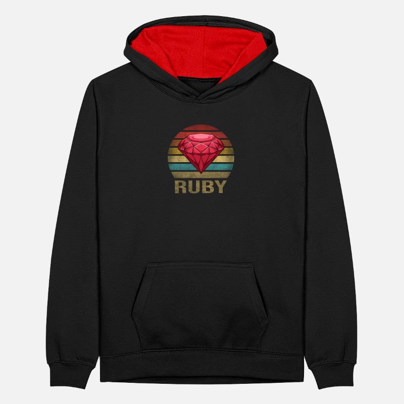 Ruby Gemstone Retro Sunset Teenager Contrast Hoodie