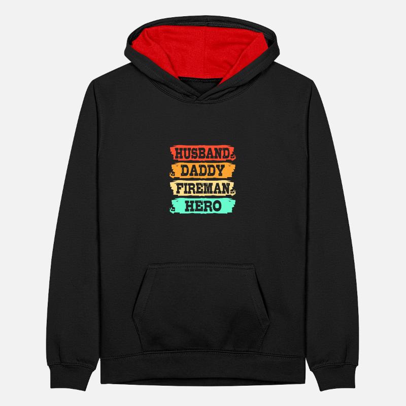 Firefighter Fire Brigade Teenager Contrast Hoodie