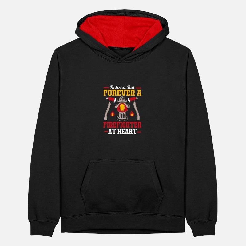 Firefighter Fire Brigade Teenager Contrast Hoodie