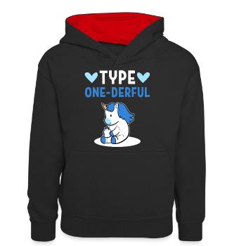 Diabetiker Insulin Typ 1 - Teenager Kontrast-Hoodie - Schwarz/Rot - Vorne