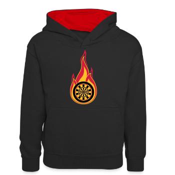 fire target burn flames hot association log - Teenager Contrast Hoodie - black/red - Front