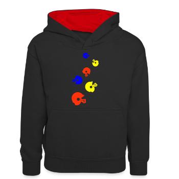 Icône Casque de football - Sweat à capuche contrasté Ado - noir/rouge - Devant