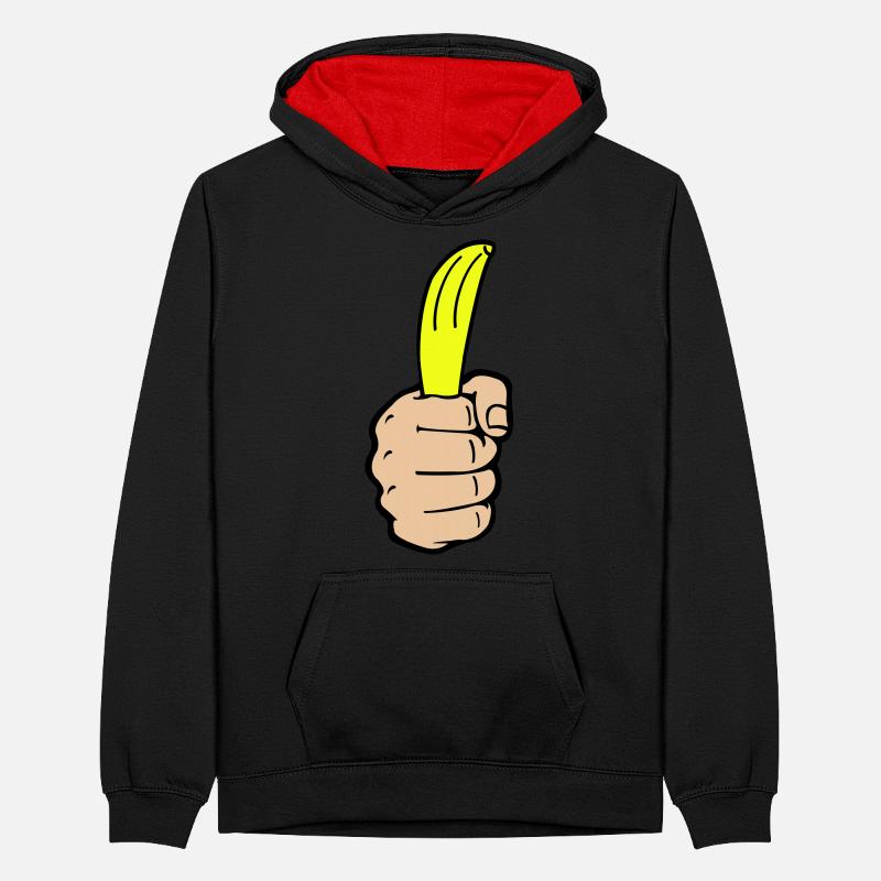 Banane à la main Sweat à capuche contrasté Ado