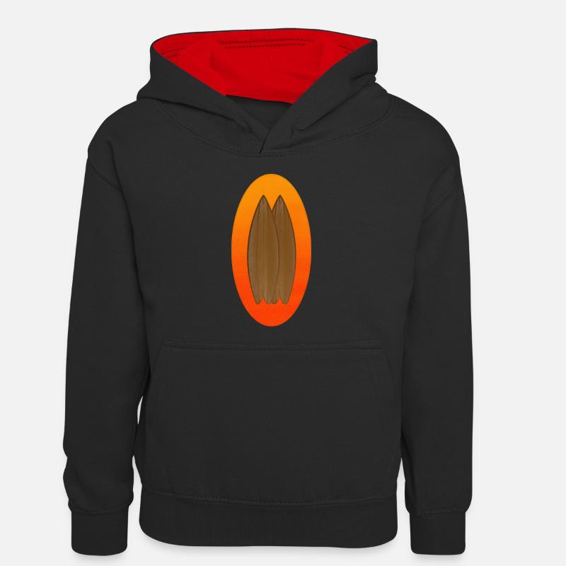 Logo de la planche de surf - Sweat à capuche contrasté Ado - noir/rouge