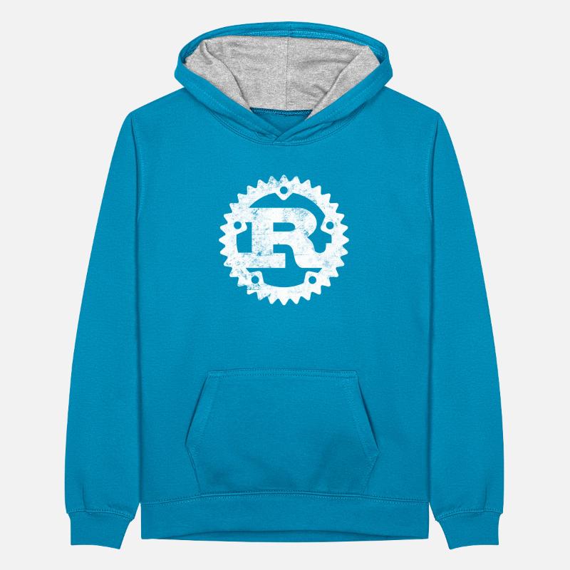 Rust Programming logo print distressed Teenager Contrast Hoodie