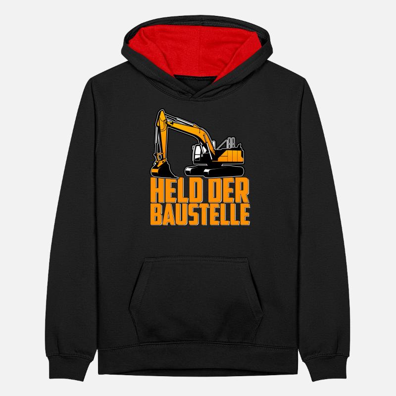 Held der Baustelle Bagger Baggerfahrer Teenager Kontrast-Hoodie
