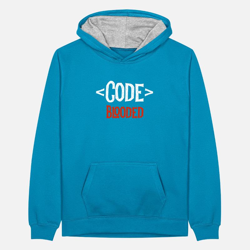 Developer Shirt - Code Blooded - Coding Coder Teenager Contrast Hoodie