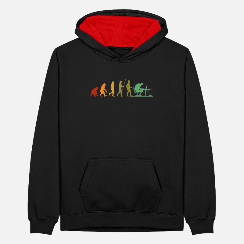 Computer evolution geek programmer Teenager Contrast Hoodie