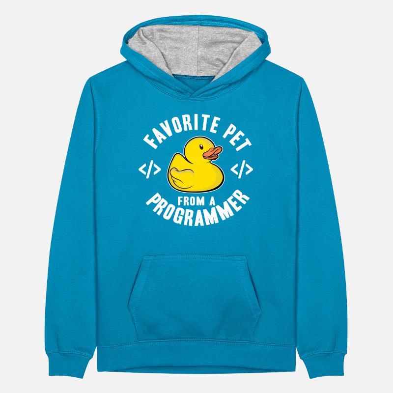 Programmierer Ente Programmieren Debugging Lustig Teenager Kontrast-Hoodie