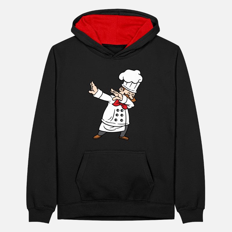 Dabbing Chef Head Chef Dab Dance Teenager Contrast Hoodie