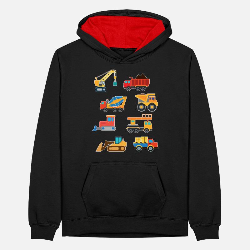 Bagger Baustelle Kinder Geschenkidee Teenager Kontrast-Hoodie
