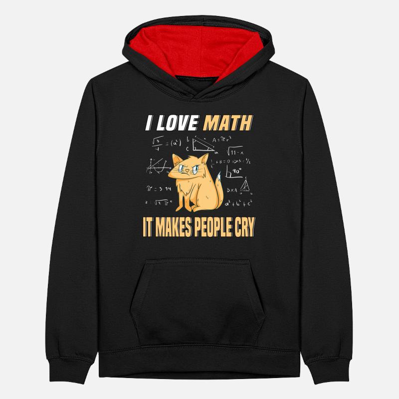 I love math cat kitten math genius math teacher Teenager Contrast Hoodie