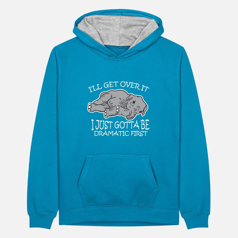 Dramatic Elefant Müde Bockig Teenager Kontrast-Hoodie