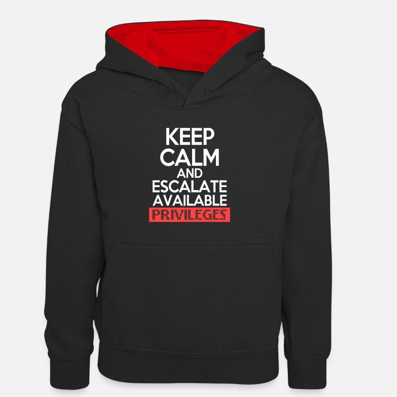 Keep Calm and Escalate Available Privileges Hacker - Sweat à capuche contrasté Ado - noir/rouge