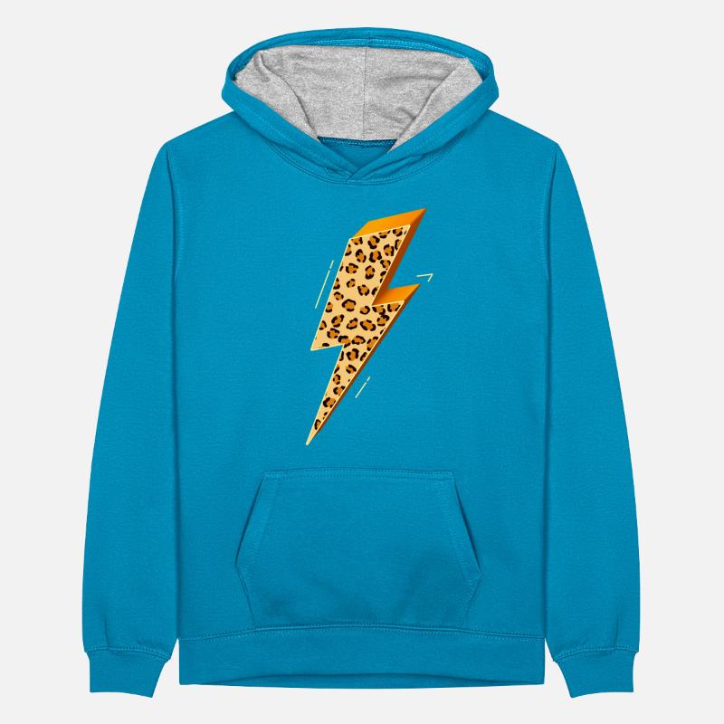 Lightning, Lightning Bolt, Lightning Strike, Teenager Contrast Hoodie