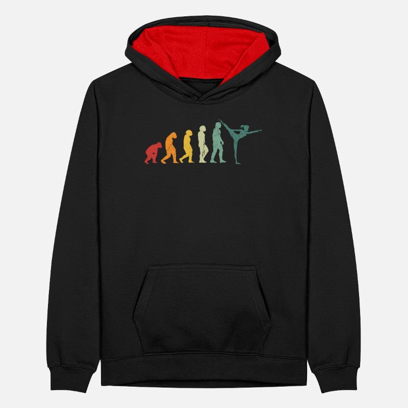 Retro Turner Evolution Gymnastik Entwicklung Affen Teenager Kontrast-Hoodie