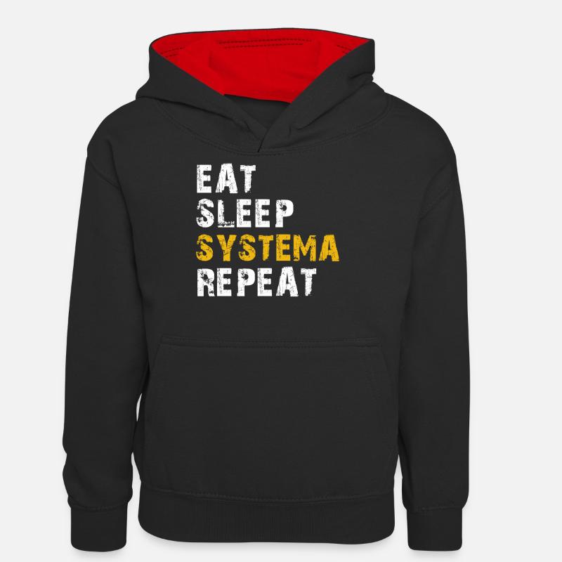 manger le sommeil Systema - Sweat à capuche contrasté Ado - noir/rouge