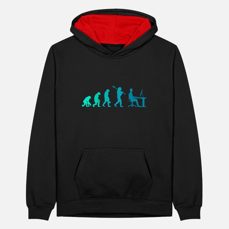 Programmierer Evolution Schreibtisch Büro Geschenk Teenager Kontrast-Hoodie
