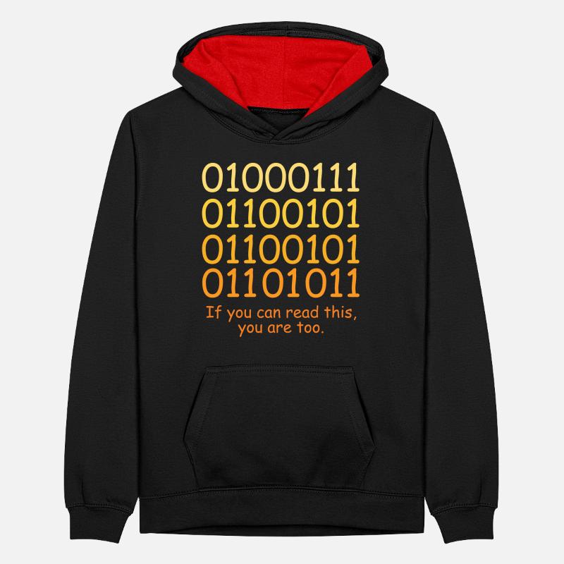 Conception de code binaire de code amusant pour les geeks nerds Sweat à capuche contrasté Ado
