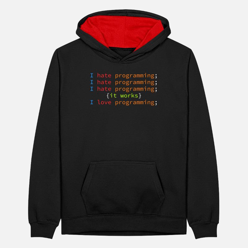 Code Debugging Witz hasse programmieren Coder Teenager Kontrast-Hoodie