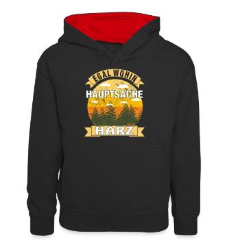 HAUPTSACHE HARZ - Teenager Kontrast-Hoodie - Schwarz/Rot - Vorne