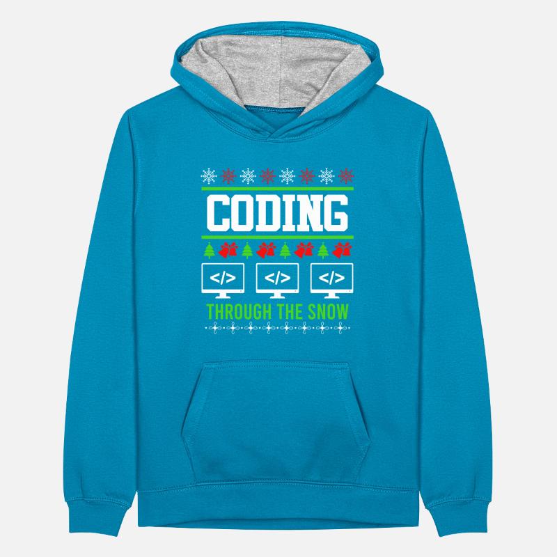 Programmeur Noël Ugly Christmas Coding Sweat à capuche contrasté Ado