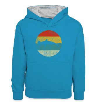 Hammerhai - Teenager Kontrast-Hoodie - Pfauenblau/Grau meliert - Vorne