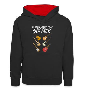 Gitarre - Teenager Kontrast-Hoodie - Schwarz/Rot - Vorne